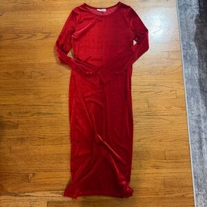 Chic Long Sleeve Red Maxi Dress
